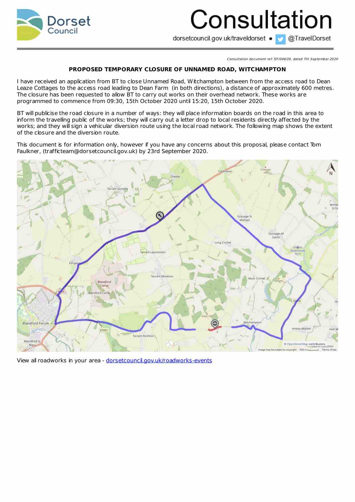 Image version of the official consultation document showing the route map (links to the PDF version)